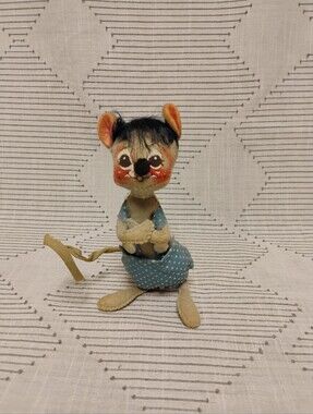 Vintage Annalee Mobilitee Felt Boy Mouse Figurine Collectible Handcrafted